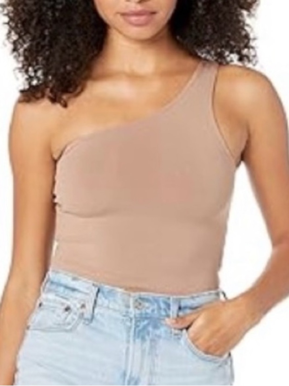 Abercrombie & Fitch Soft AF Collection One-Shoulder Bodysuit in Nude- NEVER WORN